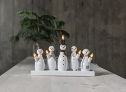 Adventsljusstake snögubbar, vit, Star Trading