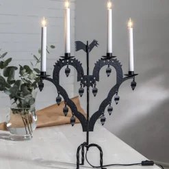 Adventsljusstake Tupp LED 4-armad, svart metall