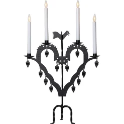 Adventsljusstake Tupp LED 4-armad, svart metall
