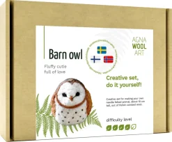 Agna Wool Art Kit filta en uggla i ull, 10 cm