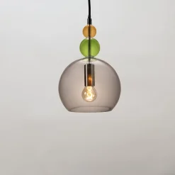 Alba taklampa glas rund, grå, grön, gul, 18 cm, Northlight