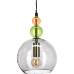Alba taklampa glas rund, grå, grön, gul, 18 cm, Northlight
