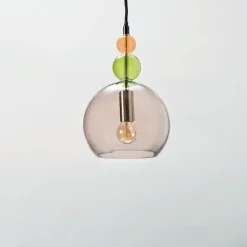 Alba taklampa glas rund, grå, grön, gul, 18 cm, Northlight