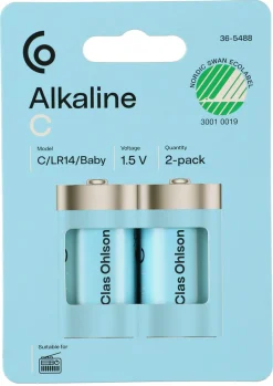 Alkaliskt batteri C/LR14 Clas Ohlson, 2-pack