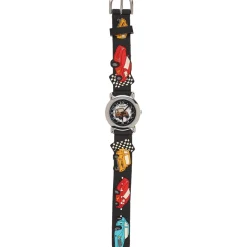 Analog barnklocka racerbilar, svart armband