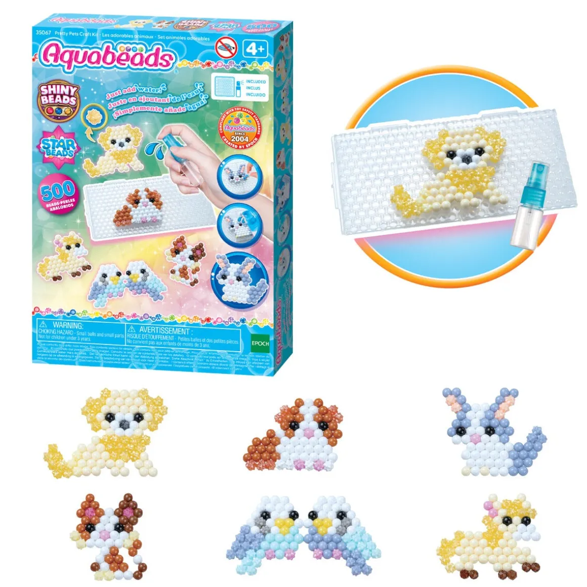 Aquabeads Pretty Pets husdjur, 530 vattenpärlor, från 4 år