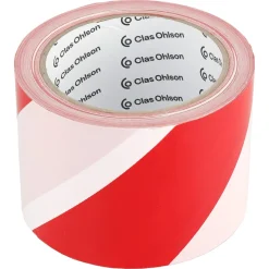 Avspärrningsband, röd/vitt plastband, 50 mm x 100 m