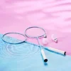 Badmintonset med nät och tillbehör, 2 racketar