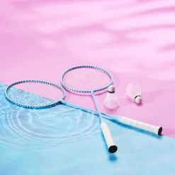 Badmintonset med nät och tillbehör, 2 racketar