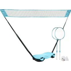 Badmintonset med nät och tillbehör, 2 racketar