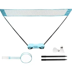 Badmintonset med nät och tillbehör, 2 racketar