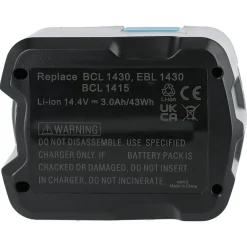 Batteri instick till Hitachi elverktyg 14,4 V 3,0 Ah Li-Ion