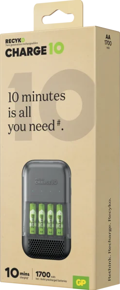 Batteriladdare inklusive 4 batterier, GP ReCyko Charge 10