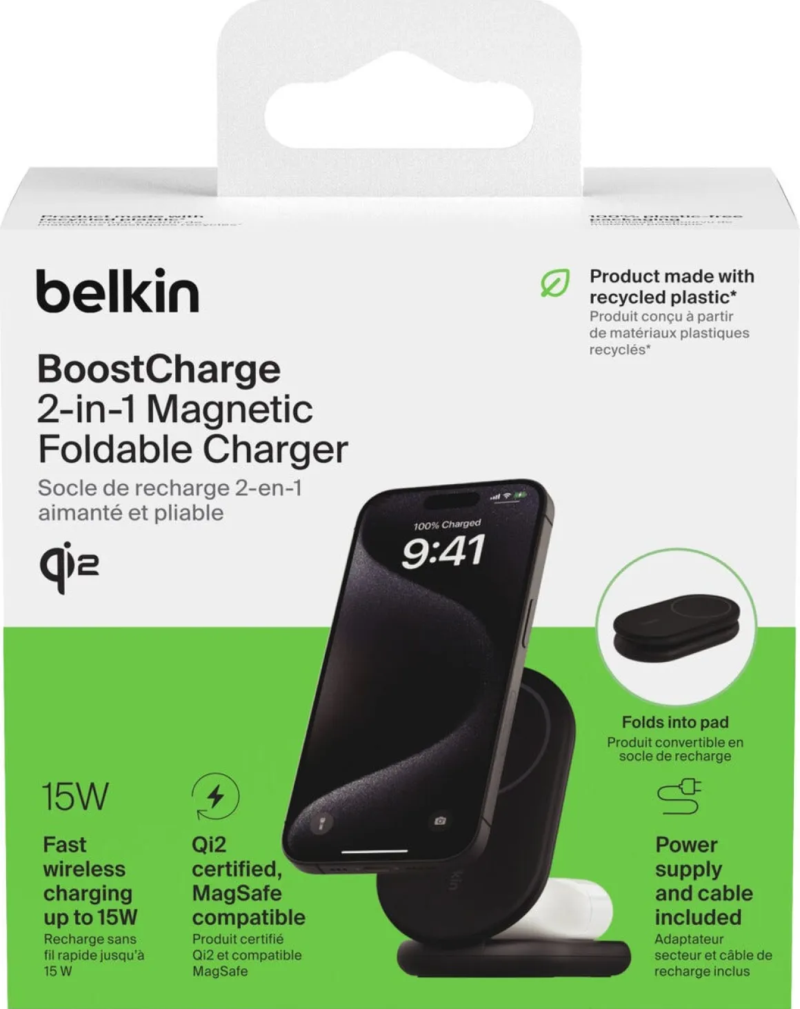 Belkin BoostCharge 2-i-1 laddstation, WIZ028vf