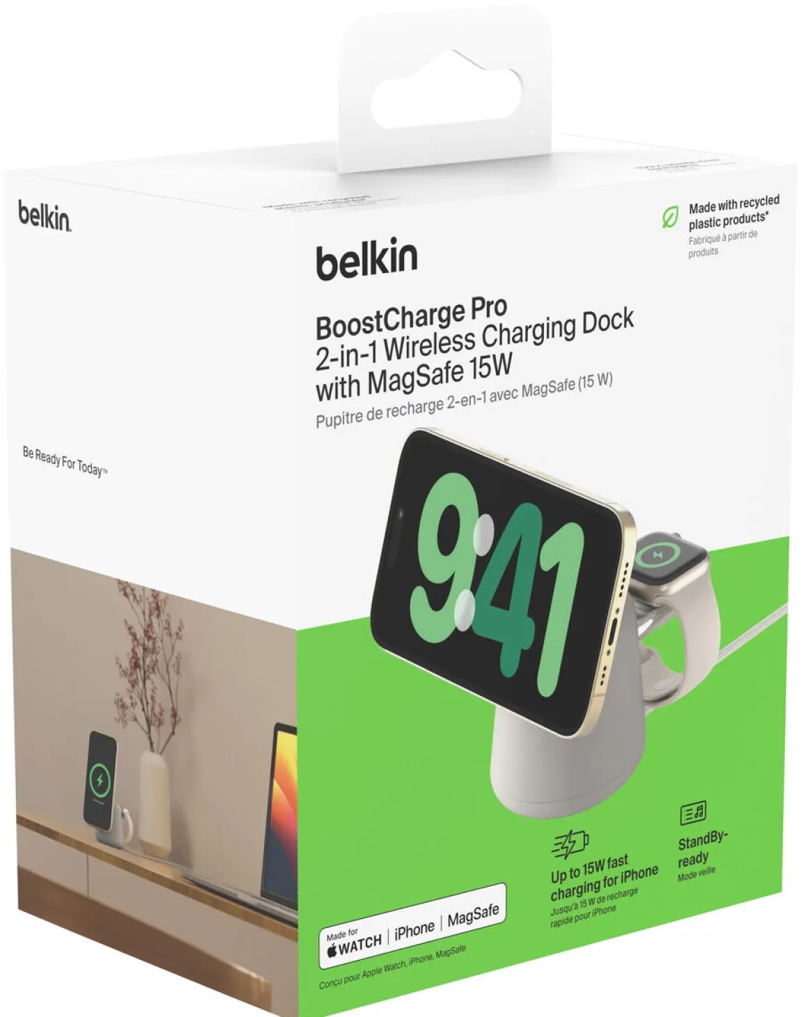 Belkin BoostCharge Pro 2-i-1 laddställ MagSafe 15W