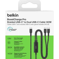 Belkin BoostCharge Pro USB-C - 2 x USB-C-kabel 140 W, 1,5 m