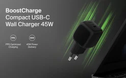 Belkin BoostCharge USB-C laddare 45W med kabel, WCA013kq1MBK-B6