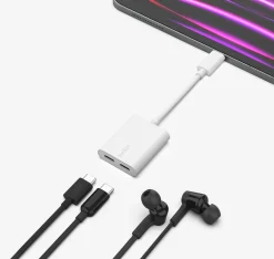Belkin Rockstar USB-C till 2 x USB-C adapter, vit