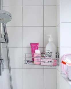 Beslagsboden duschkorg hörn självhäftande, rostfritt stål