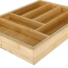 Besticklåda bambu, justerbar bredd, 33,2-56 x 46 x 6 cm