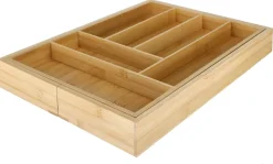 Besticklåda bambu, justerbar bredd, 33,2-56 x 46 x 6 cm