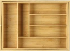 Besticklåda bambu, justerbar bredd, 33,2-56 x 46 x 6 cm