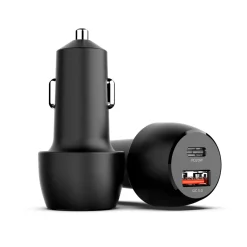 Billaddare 12, 24 V, USB-C / USB-A, svart