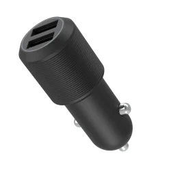 Billaddare 2 x USB-A till 12/24 V, 24 W, svart