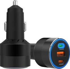 Billaddare 3-i-1, 12 V, 24 V, USB-C och USB-A, 78 W