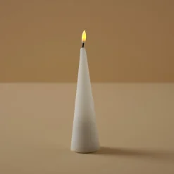Blockljus LED flammande låga, vit, konformat, inomhus