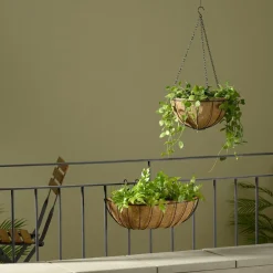 Blomlåda balkong metall med kokosmatta, 48 cm