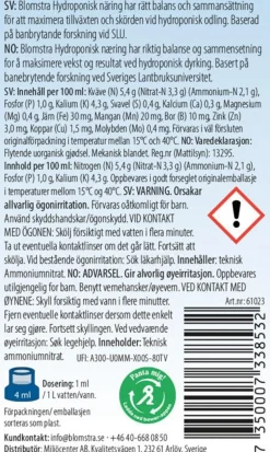 Blomstra hydroponisk näring, flytande växtnäring, 300 ml
