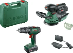 Bosch skruvdragare och excenterslip set med batteri
