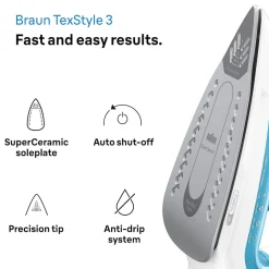 Braun TexStyle 3 ångstrykjärn SI 3053, blå
