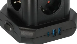 Brennenstuhl Socket Tower 8-vägs grenuttag, 3 USB, svart