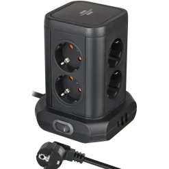 Brennenstuhl Socket Tower 8-vägs grenuttag, 3 USB, svart