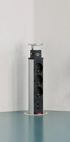 Brennenstuhl Tower Power PopUp 3-vägs grenuttag, 2 USB