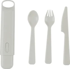 Campingbestick med fodral, plast, beige, 4 delar