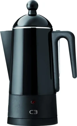 C3 Design perkolator 4-10 koppar, rostfritt stål, svart