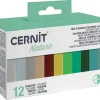 Cernit polymerlera, 12 färger, 25 g