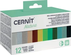 Cernit polymerlera, 12 färger, 25 g