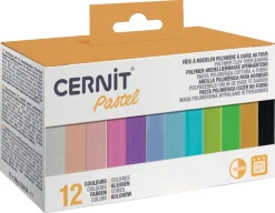 Cernit polymerlera, 12 färger, 25 g