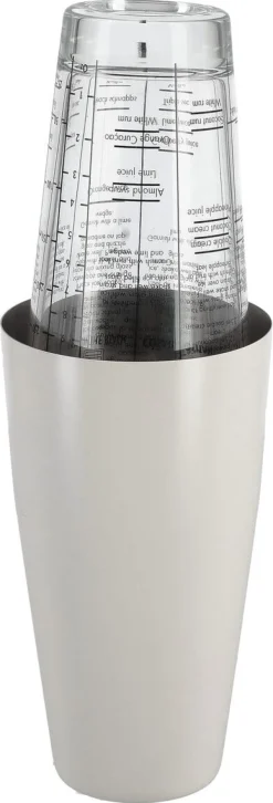 Cocktailshaker i glas och metall