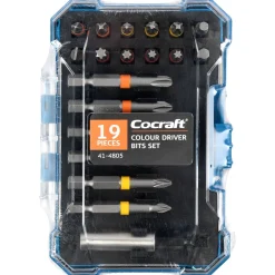 Cocraft bitssats S2-stål, korta och långa bits, 19 delar