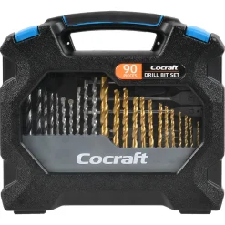 Cocraft borrsats med bits, borrar och hålsågar, 90 delar