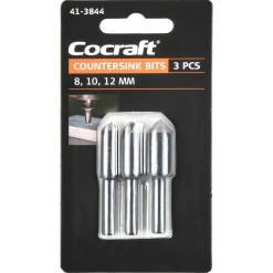 Cocraft försänkare 8, 10 och 12 mm, trä och metall, 3-pack