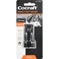 Cocraft hylsor Impact 1/4 tum 6, 8 och 10 mm, 3-pack