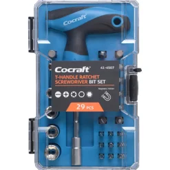 Cocraft spärrskruvmejsel med T-grepp och bits, 29 delar