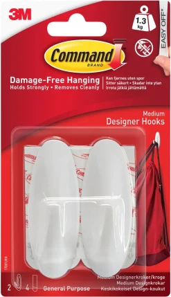 Command självhäftande krokar design, 2-pack