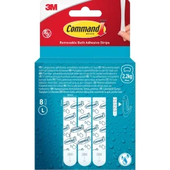 Command självhäftande strips L, badrum, 2,2 kg, 8-pack